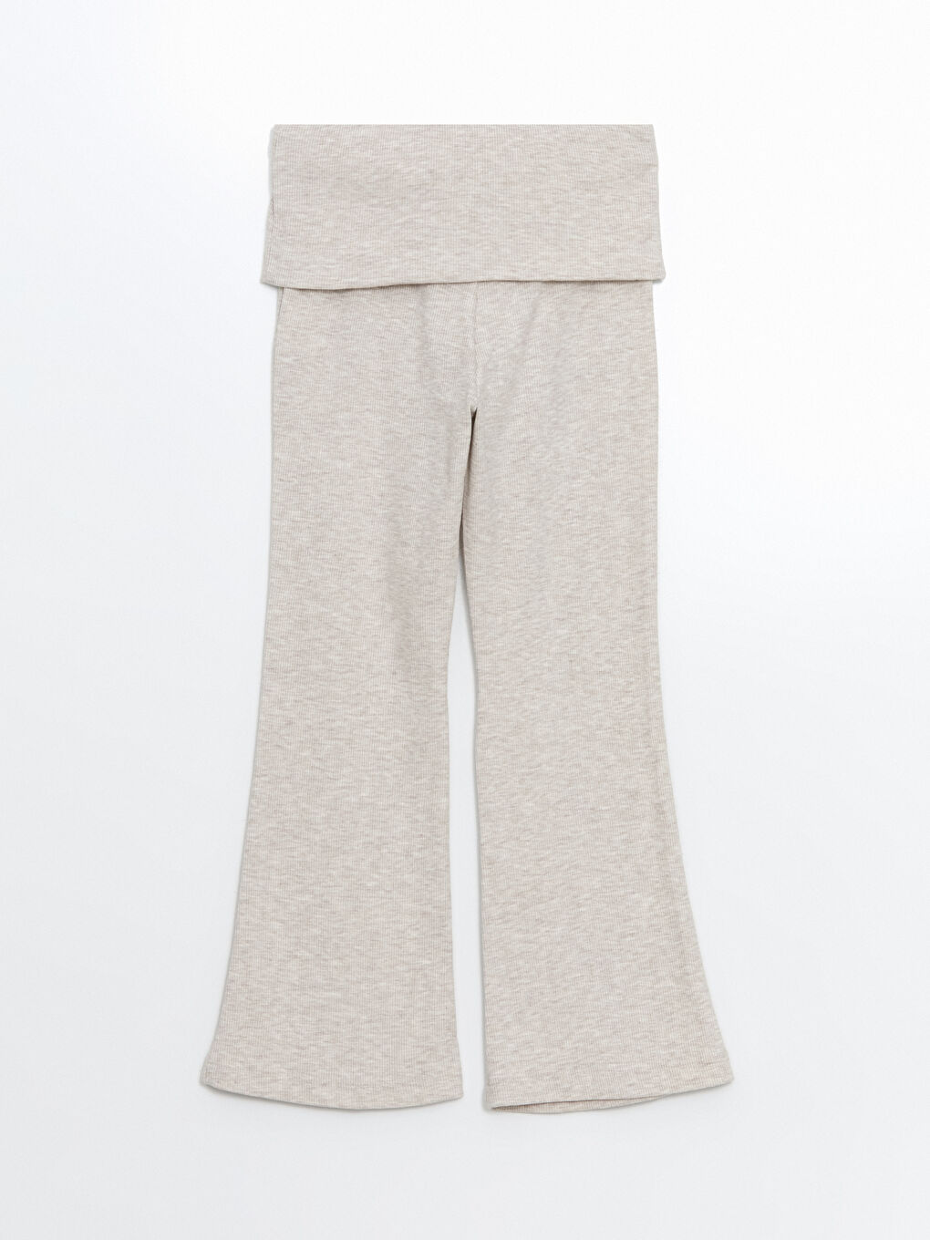 Bej Beli Lastikli İspanyol Paça Kız Çocuk Tayt-2