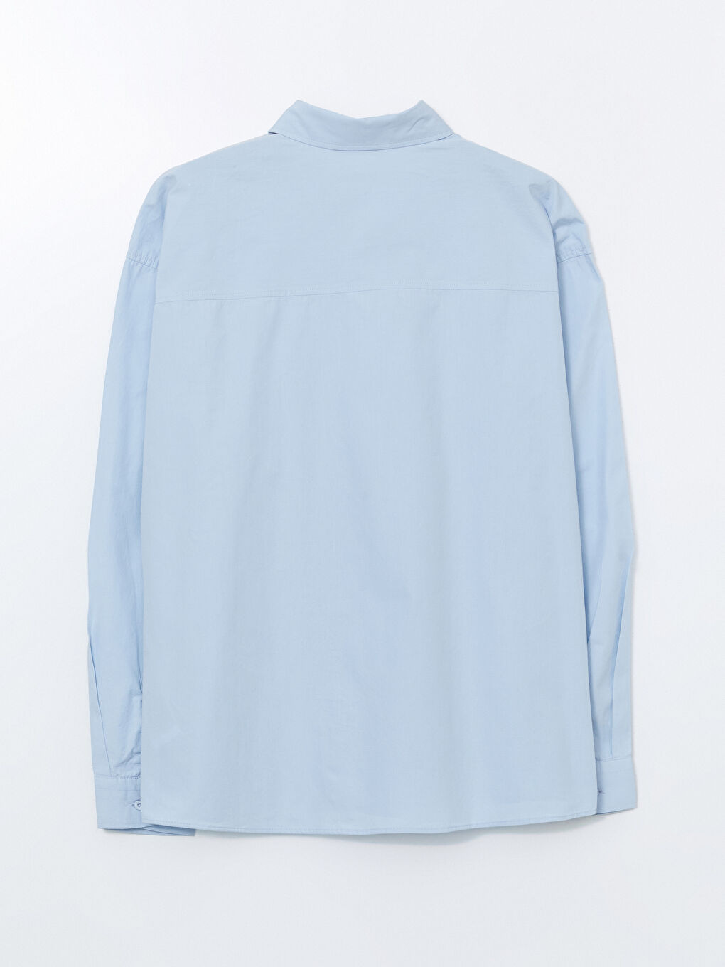 Mavi Rahat Kalıp Uzun Kollu Erkek Gömlek-5