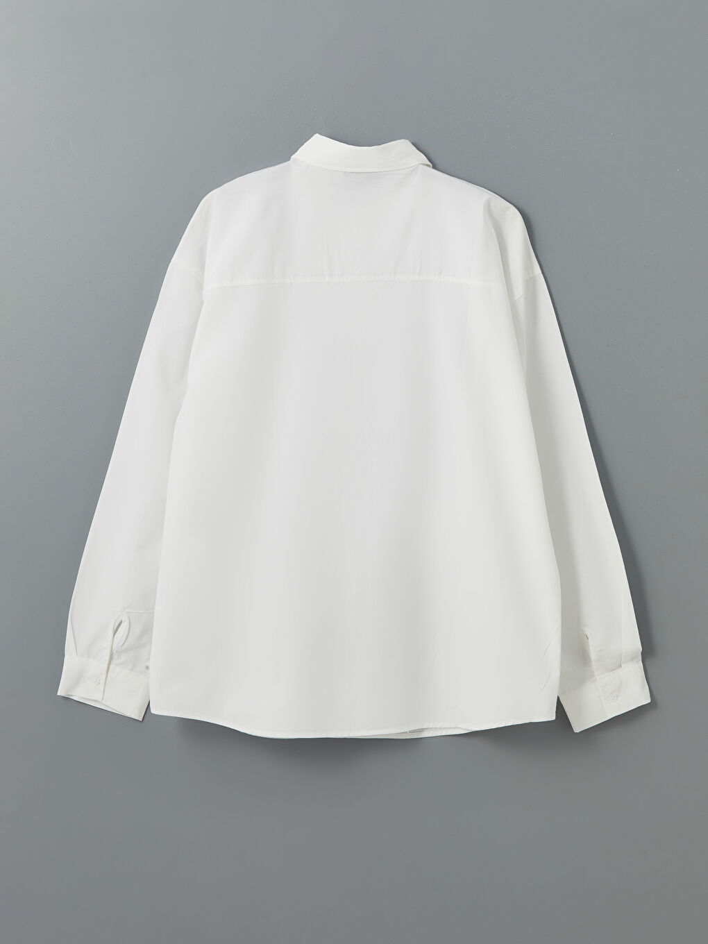 Beyaz Rahat Kalıp Uzun Kollu Erkek Gömlek-9