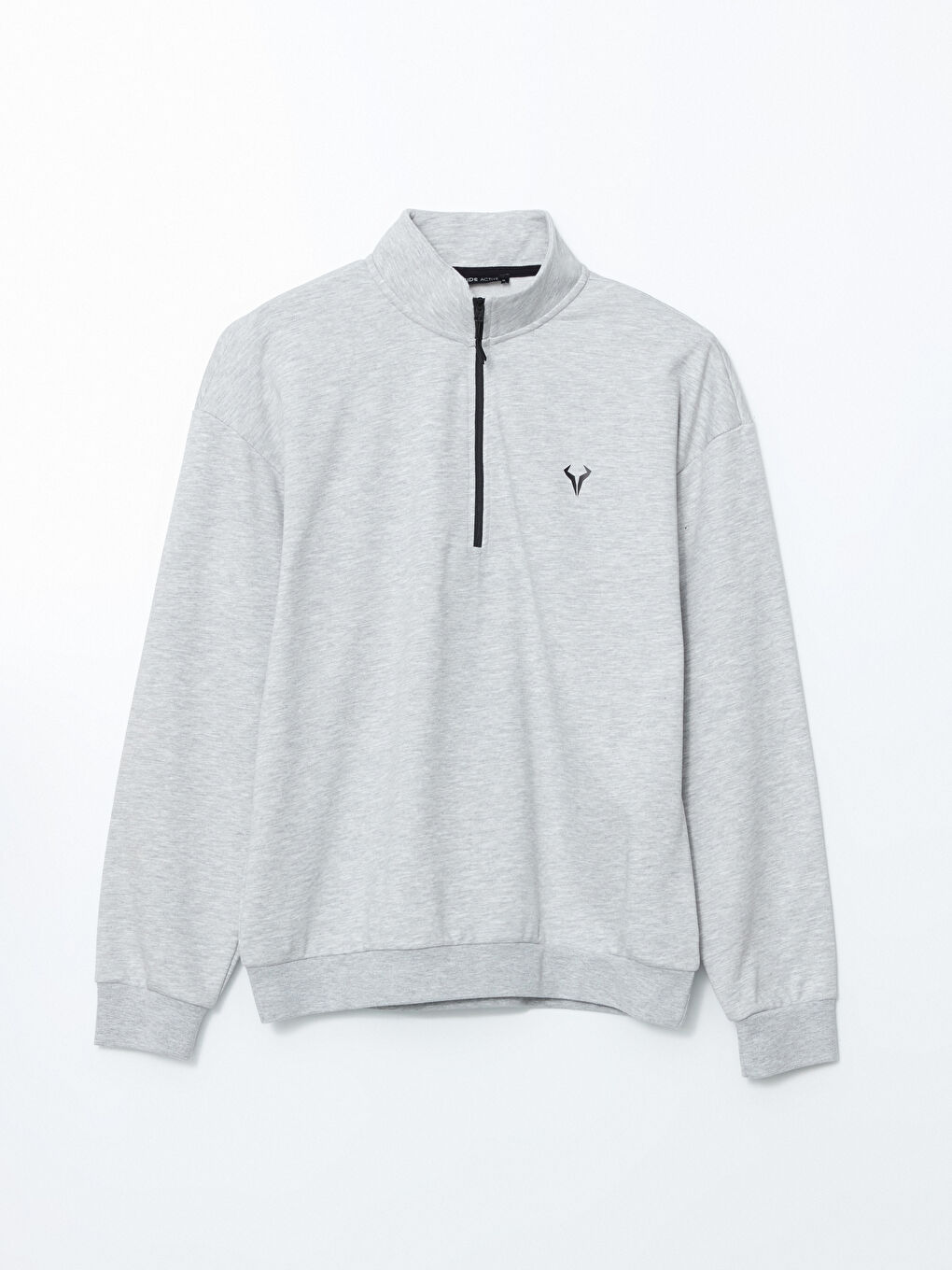 Gri Dik Yaka Erkek Sweatshirt-4