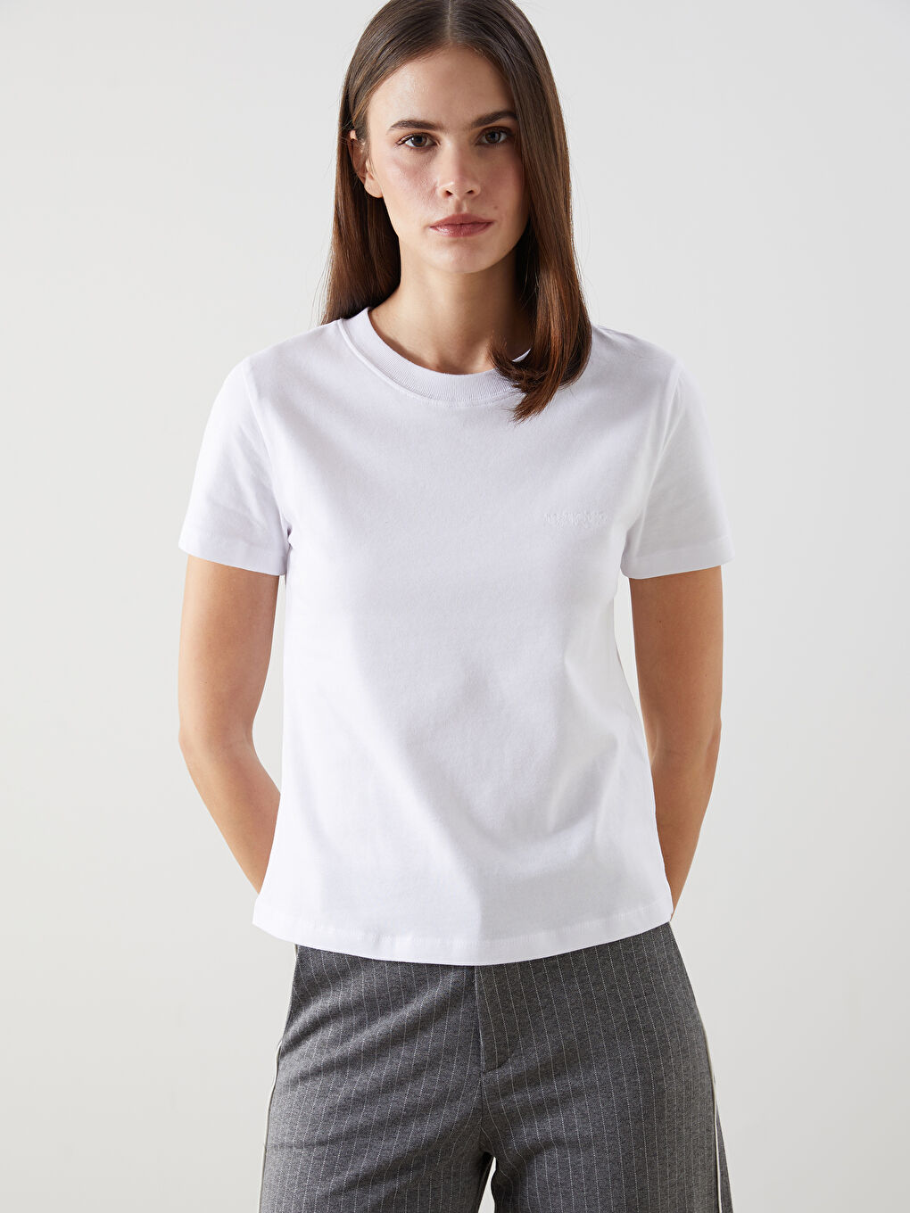 Crew Neck Embroidered Women's T-Shirt -S5N446Z8-Q6K