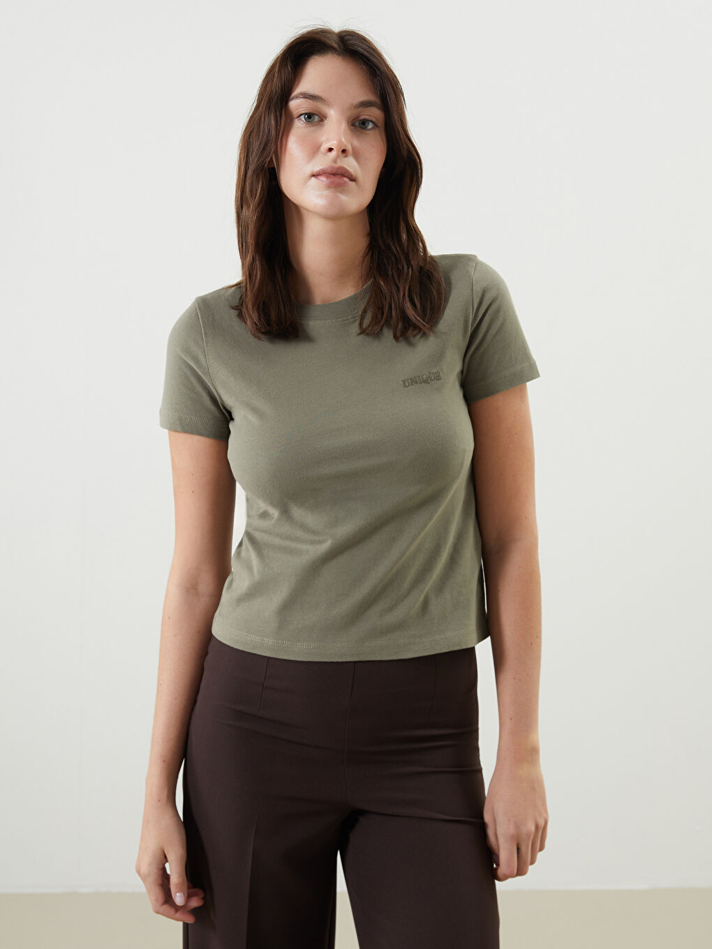 Crew Neck Embroidered Women's T-Shirt -S5N446Z8-R1D