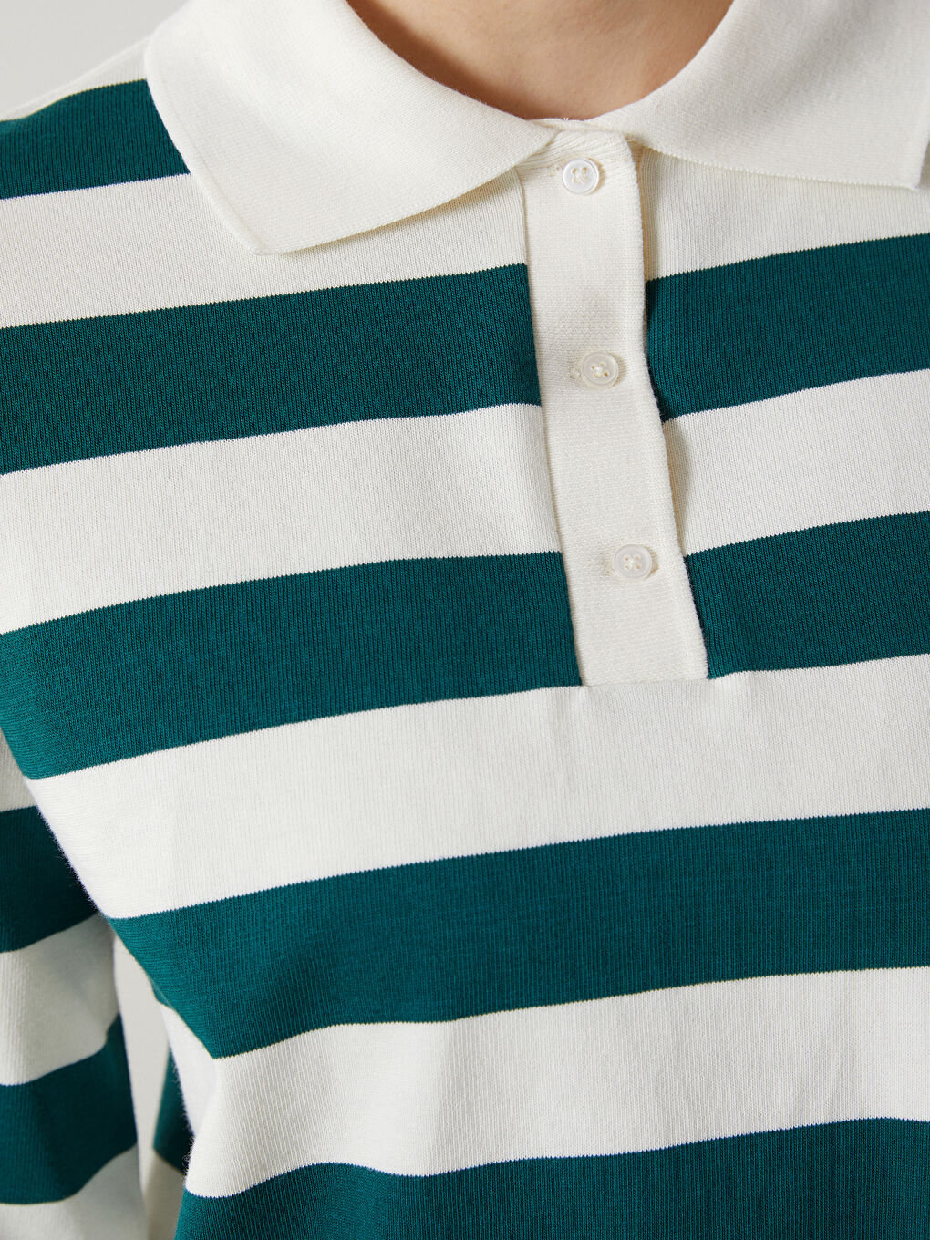 LCW Modest Polo Neck Striped Women's T-Shirt -S5N451Z8-LFT