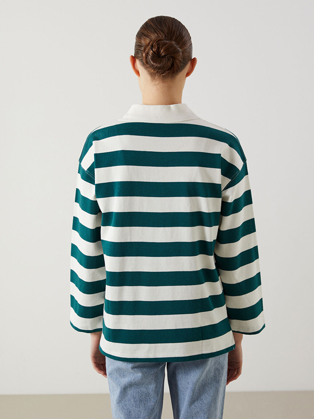 LCW Modest Polo Neck Striped Women's T-Shirt -S5N451Z8-LFT