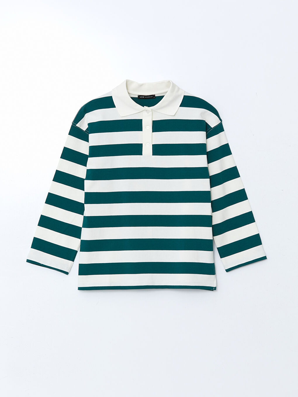 LCW Modest Polo Neck Striped Women's T-Shirt -S5N451Z8-LFT