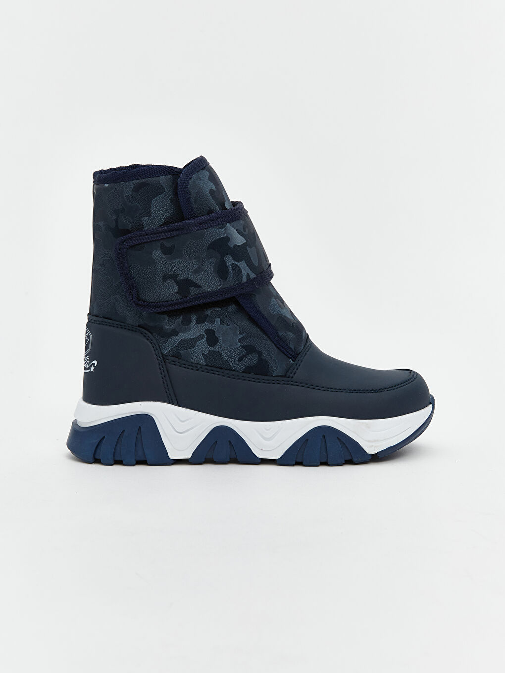 Lacivert Deri Görünümlü Erkek Çocuk Cırt Cırtlı  Kar Botu-1