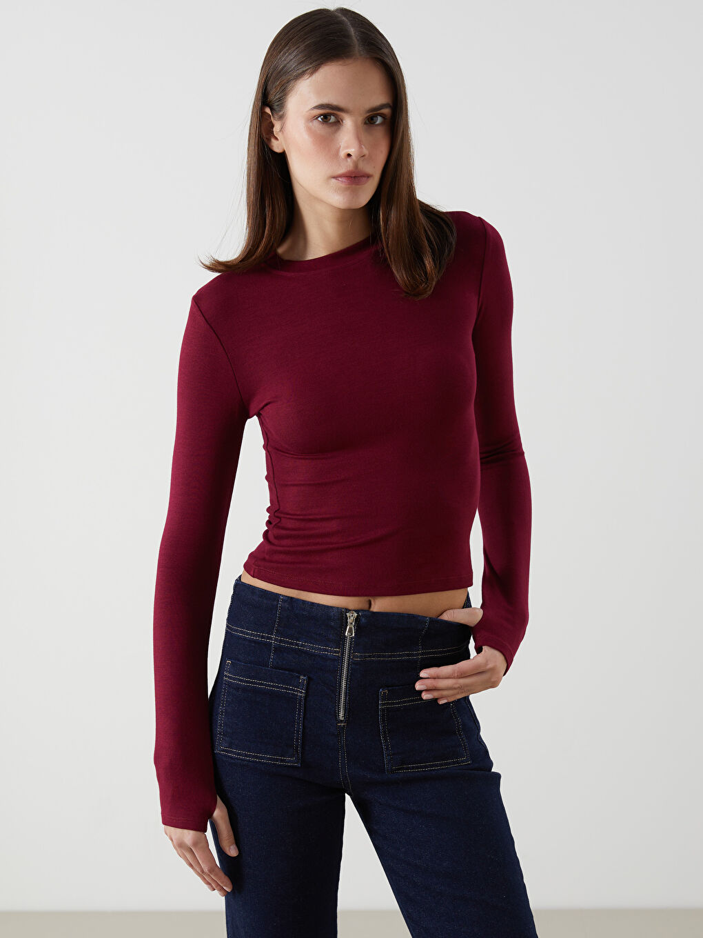 XSIDE Bordo Bisiklet Yaka Kadın Body