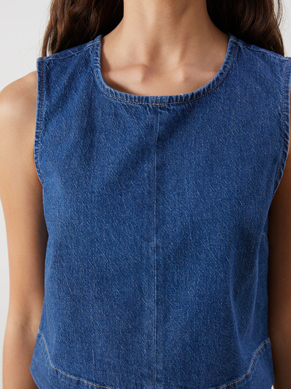 İndigo Bisiklet Yaka Jean Bluz-2