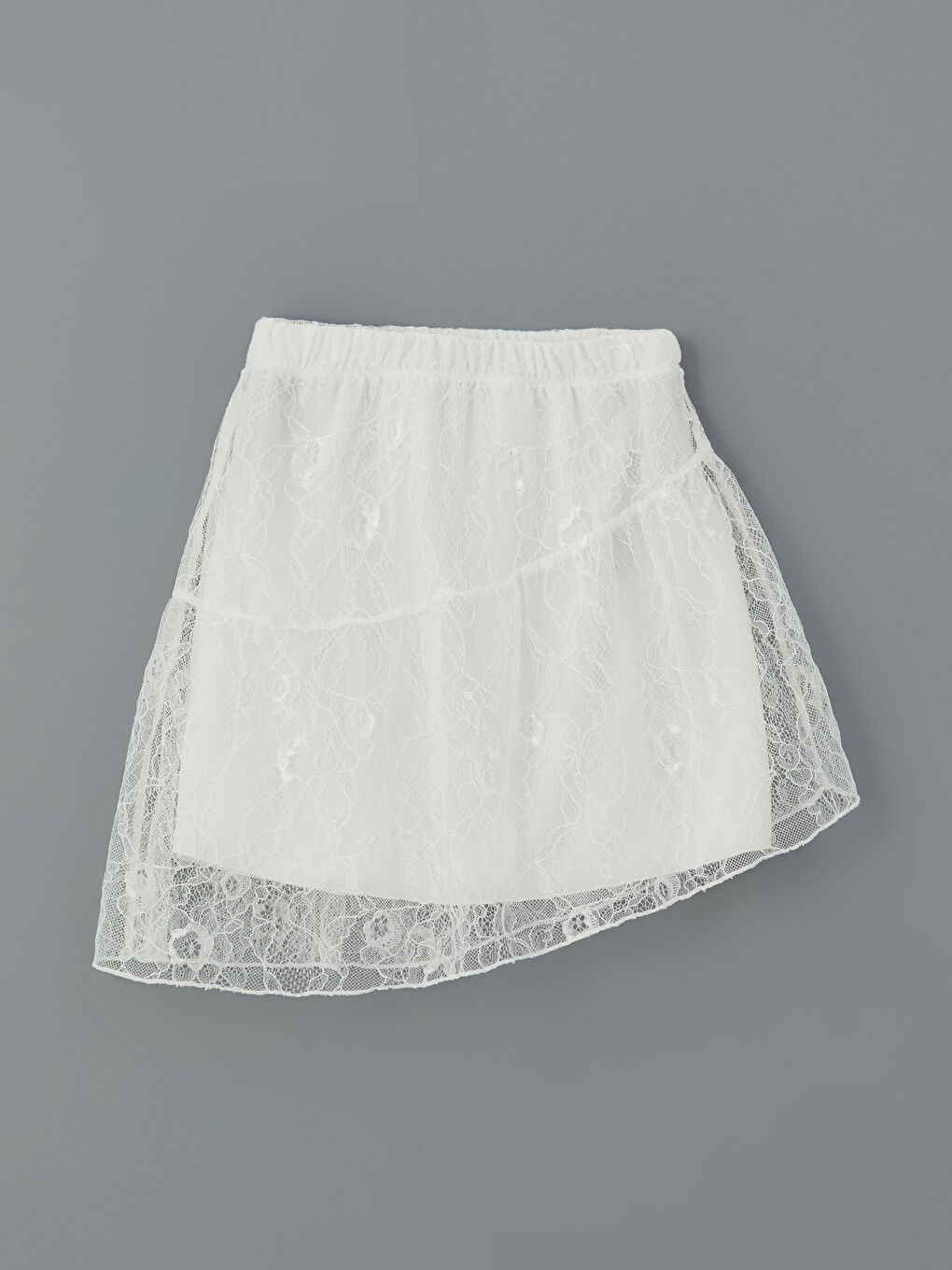 Elastic Waist Lace Detailed Girl Skirt -S5N467Z4-R9J