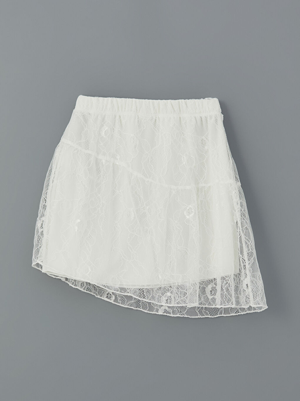 Elastic Waist Lace Detailed Girl Skirt -S5N467Z4-R9J
