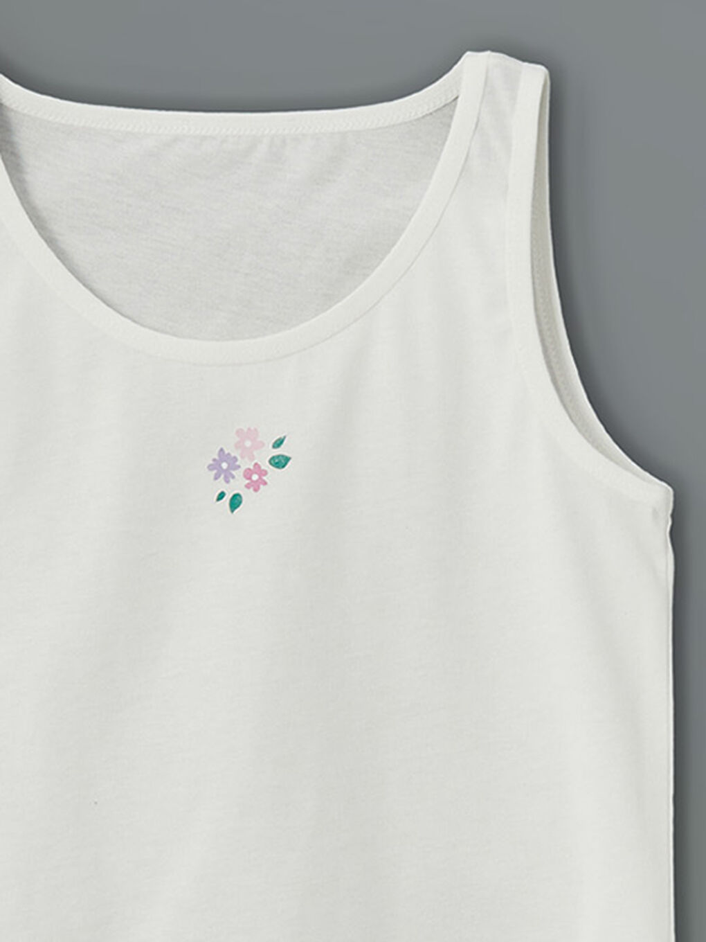 Ekru Bisiklet Yaka Kız Çocuk Atlet 2'li-5