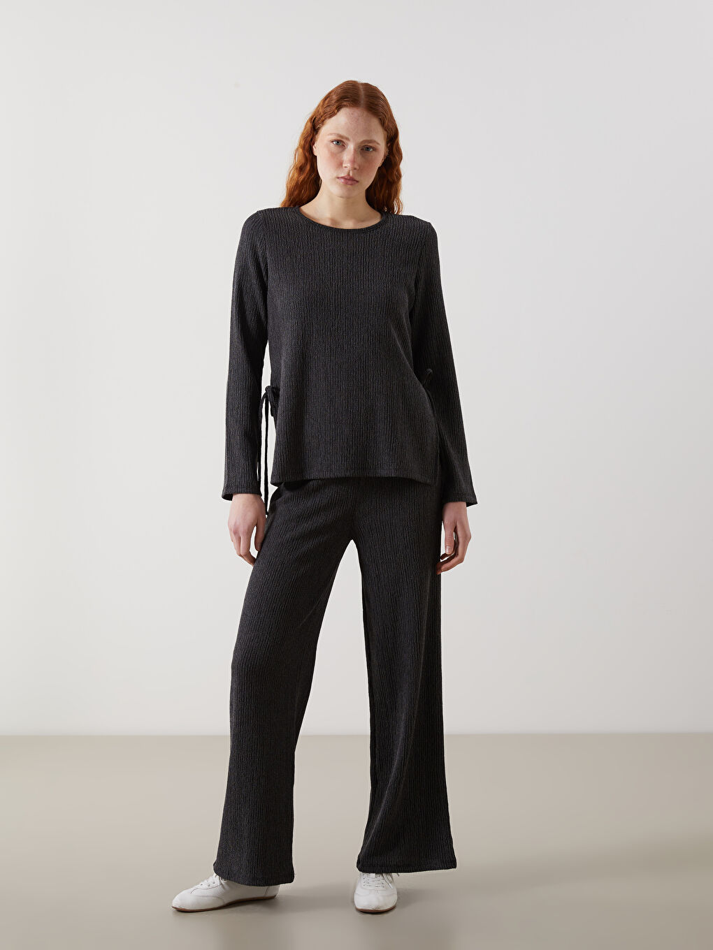 Elastic Waist Textured Women's Trousers -S5N502Z8-ZJ6