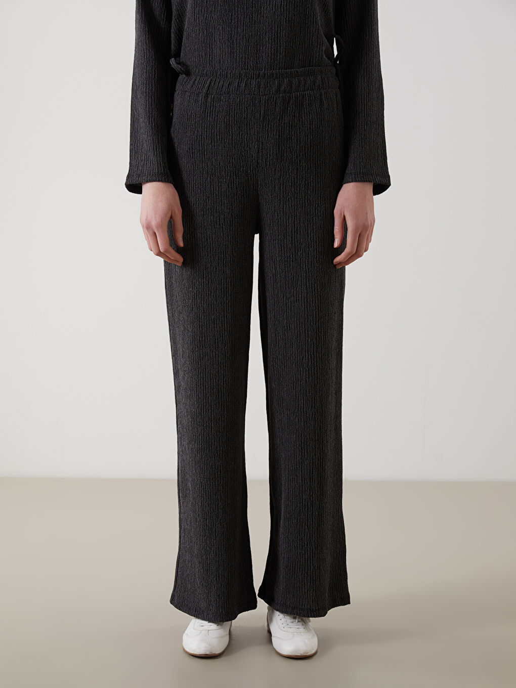 Elastic Waist Textured Women's Trousers -S5N502Z8-ZJ6