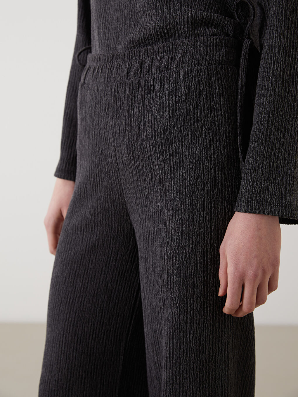 Elastic Waist Textured Women's Trousers -S5N502Z8-ZJ6