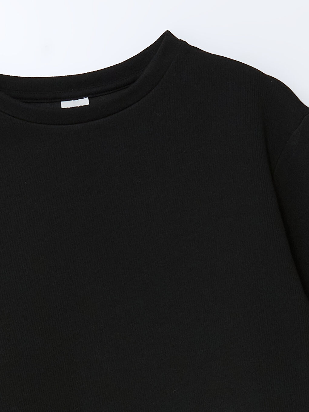 Siyah Bisiklet Yaka Kız Çocuk Tişört-1