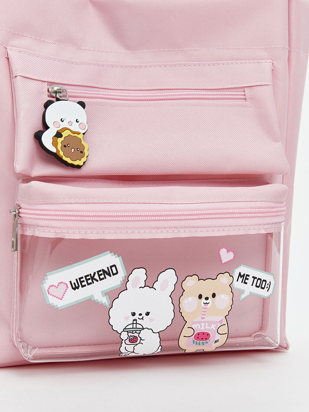 Pembe Ayıcık Baskılı Kız Çocuk Omuz Çantası-2