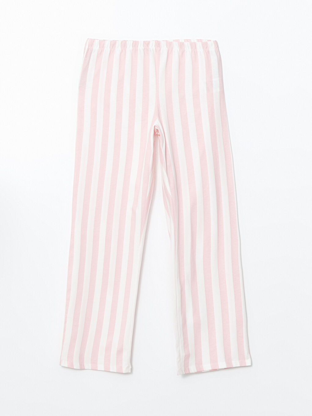 Ekru Beli Lastikli Çizgili Kadın Pijama Altı