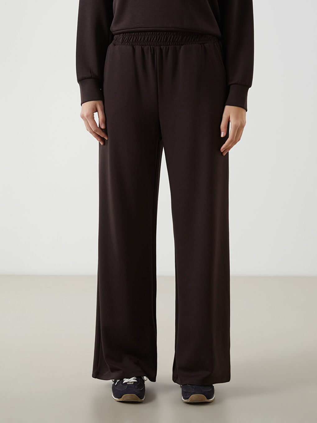 Kahverengi Beli Lastikli Kadın Eşofman Altı-1