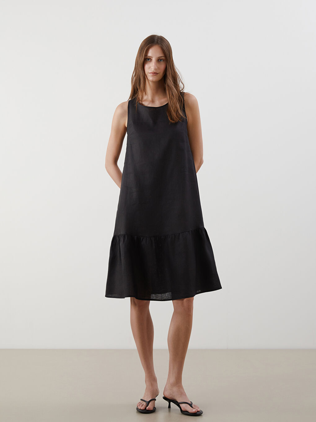 Crew Neck 100% Linen Dress