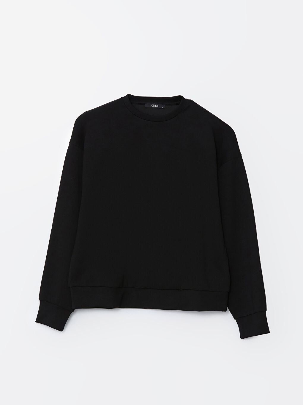 Siyah Bisiklet Yaka Oversize Kadın Sweatshirt-4
