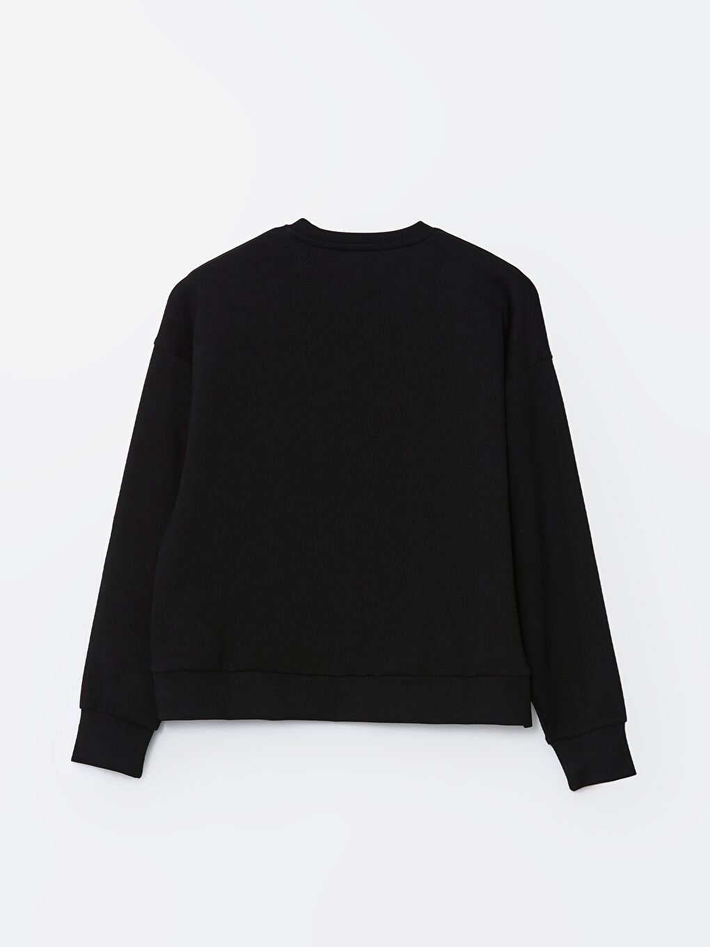 Siyah Bisiklet Yaka Oversize Kadın Sweatshirt-5