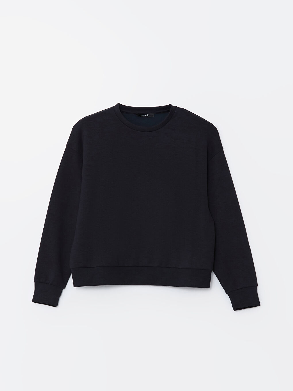 Lacivert Bisiklet Yaka Oversize Kadın Sweatshirt-4