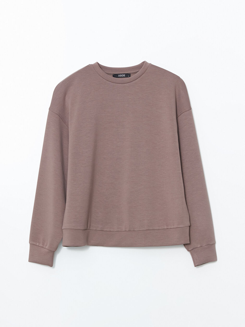 Bej Bisiklet Yaka Oversize Kadın Sweatshirt-4