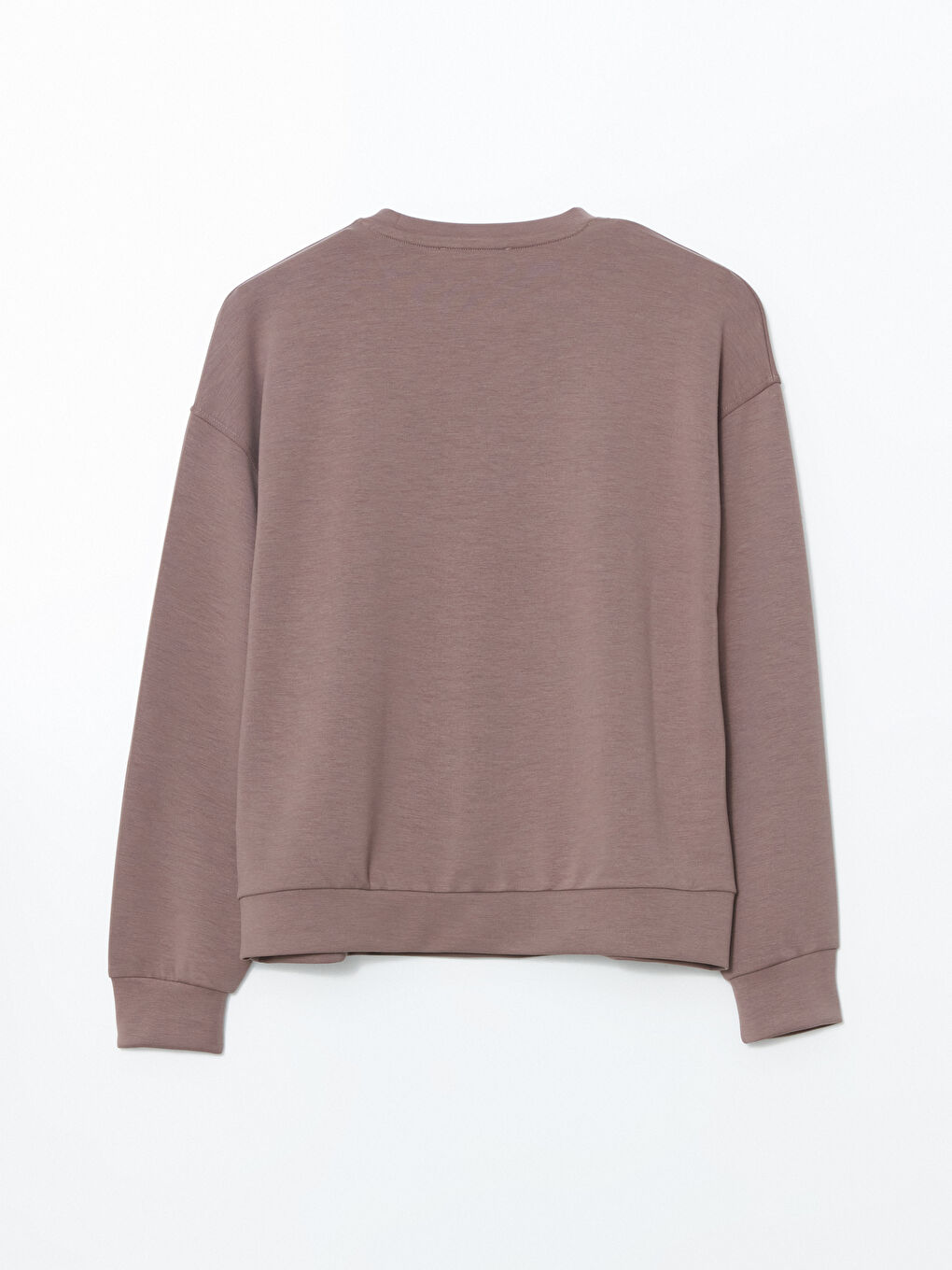 Bej Bisiklet Yaka Oversize Kadın Sweatshirt-5