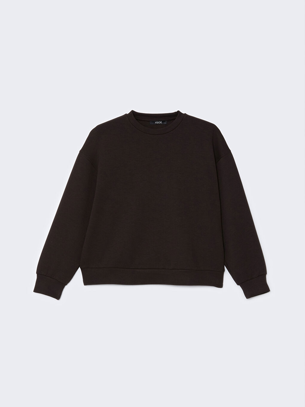 Kahverengi Bisiklet Yaka Oversize Kadın Sweatshirt-4
