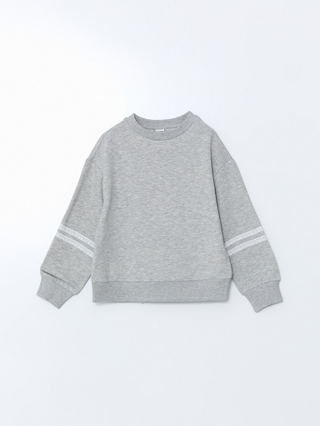 Gri Bisiklet Yaka Kız Çocuk Sweatshirt