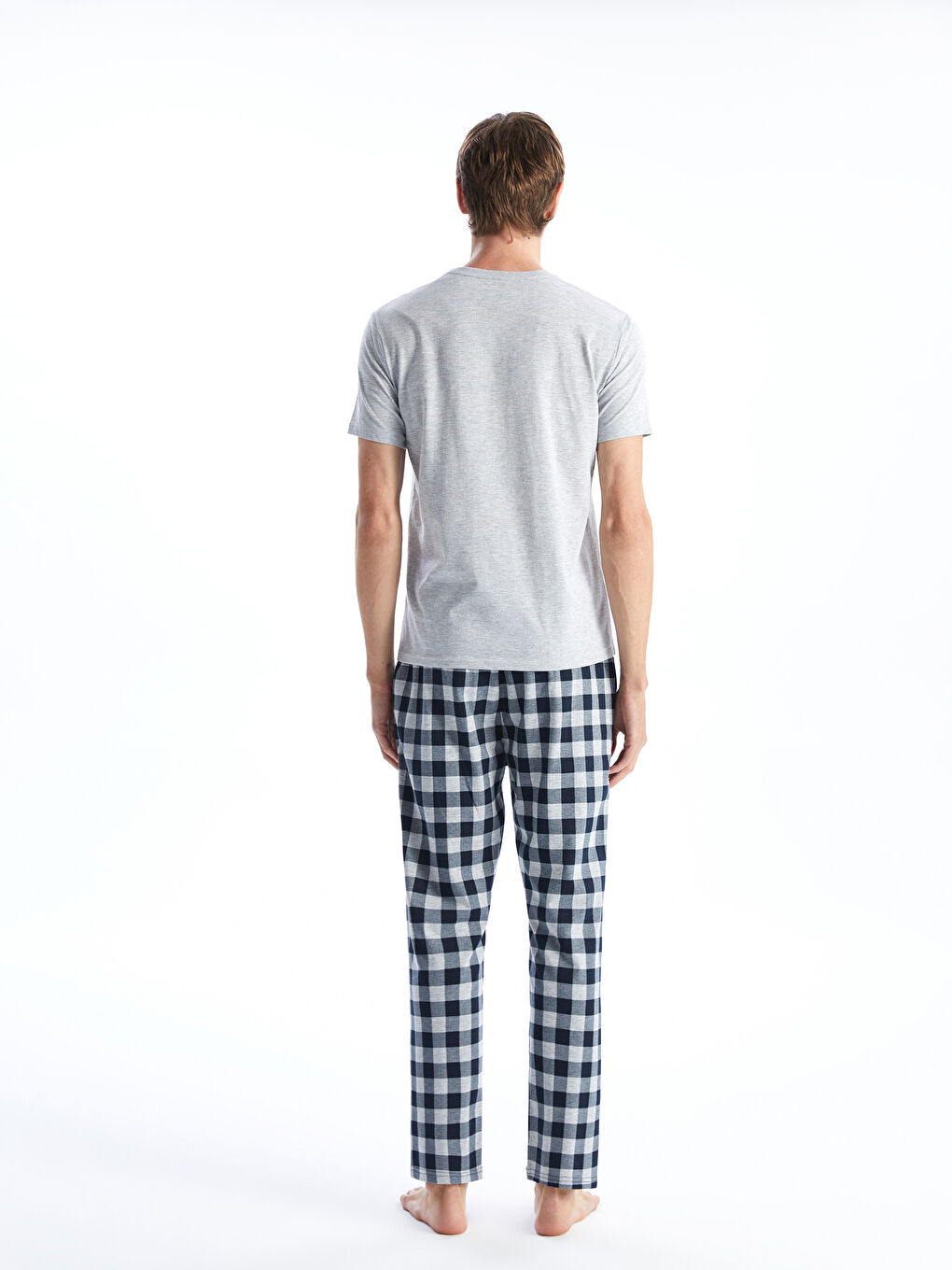 Gri Standart Kalıp Erkek Pijama Takımı-3