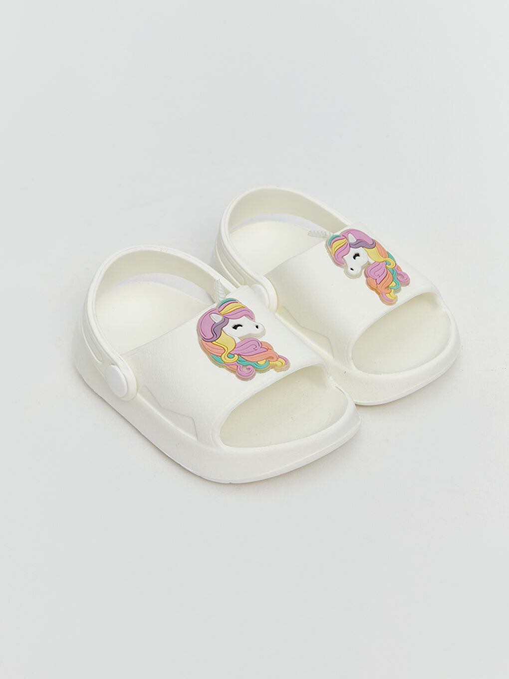 Beyaz Baskılı Kız Bebek Sandalet