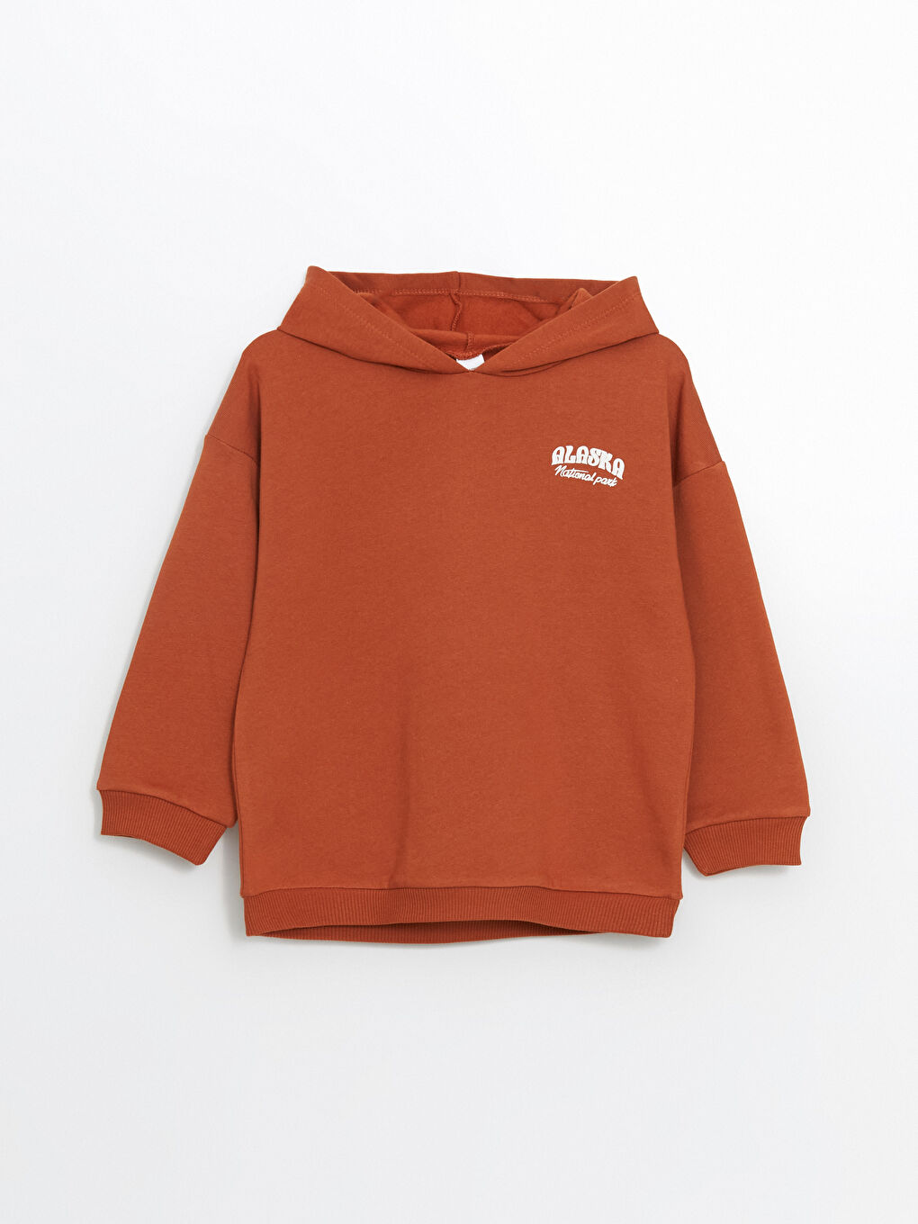 Turuncu Kapüşonlu Erkek Çocuk Kalın Sweatshirt