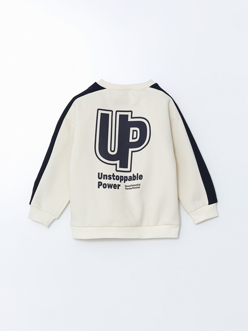 Bej Bisiklet Yaka Baskılı Erkek Çocuk Kalın Sweatshirt-3