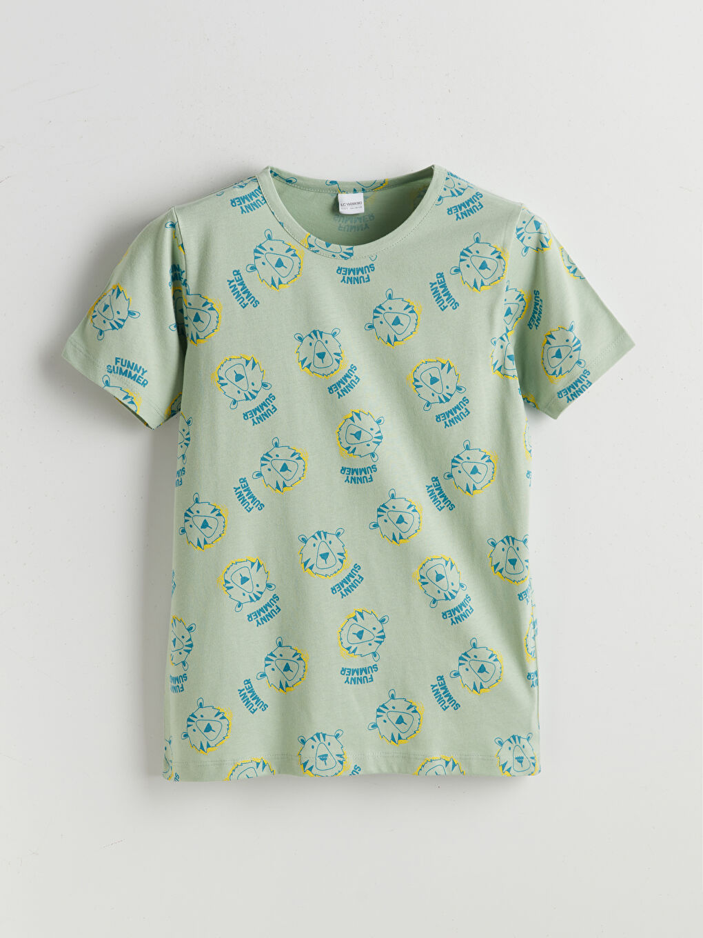 LCW Kids Yeşil Bisiklet Yaka Erkek Çocuk Pijama Üst