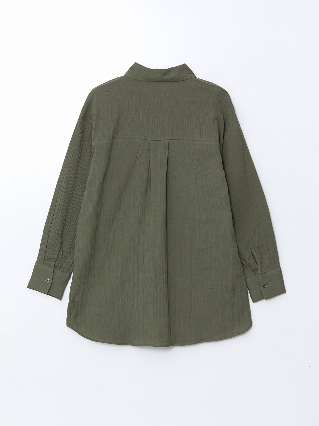 Haki Dokulu Oversize Kadın Gömlek Tunik-5