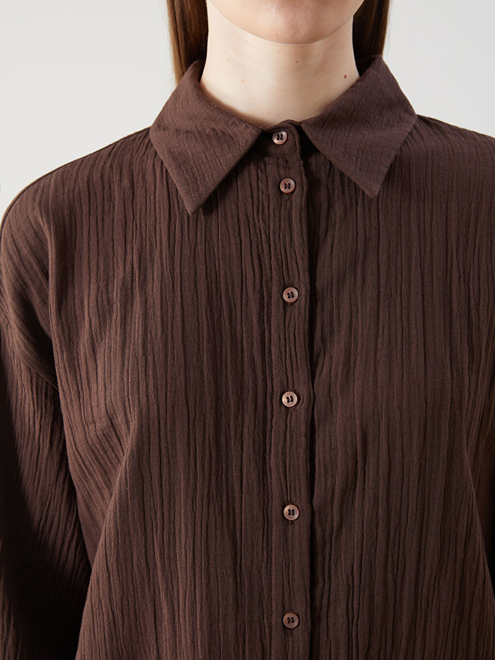 Turuncu Dokulu Oversize Kadın Gömlek Tunik-2