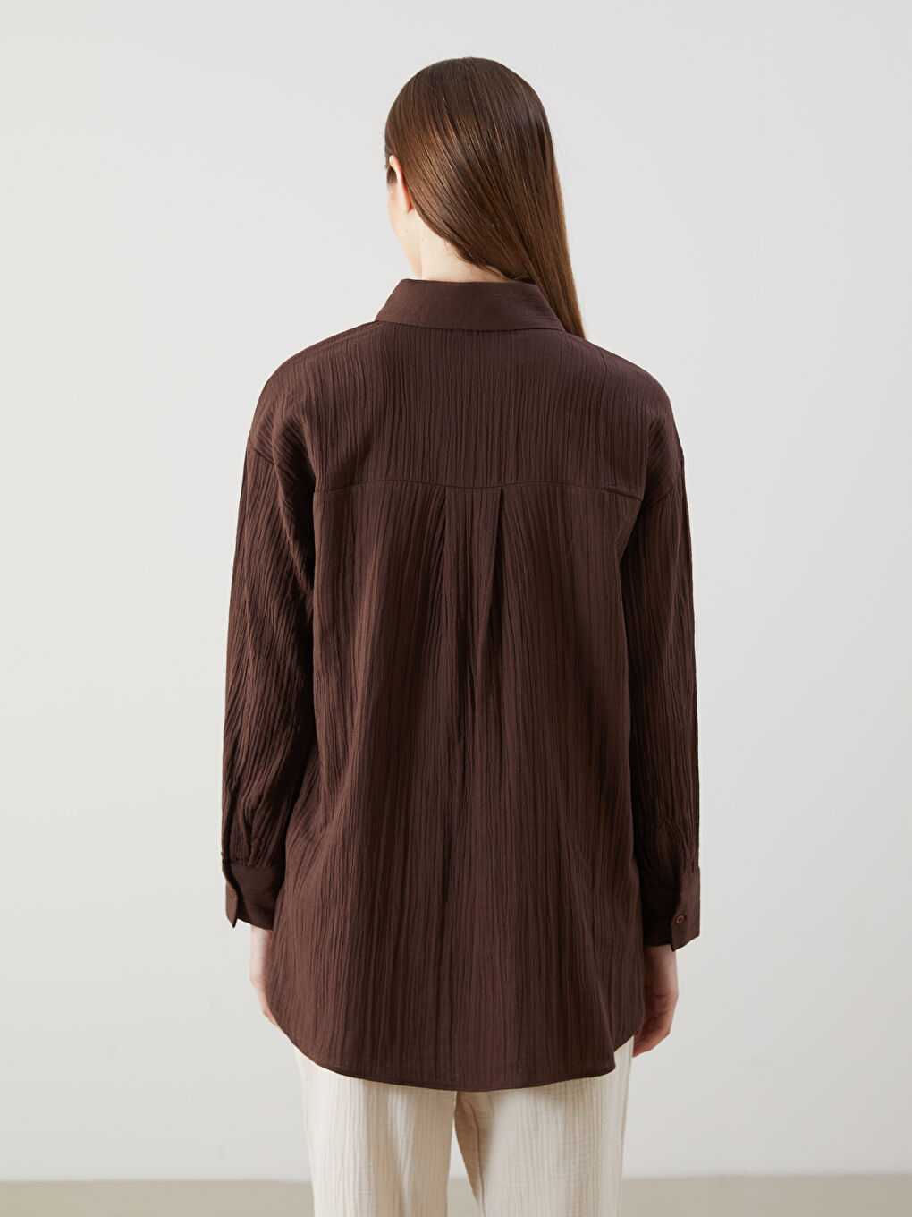 Turuncu Dokulu Oversize Kadın Gömlek Tunik-3