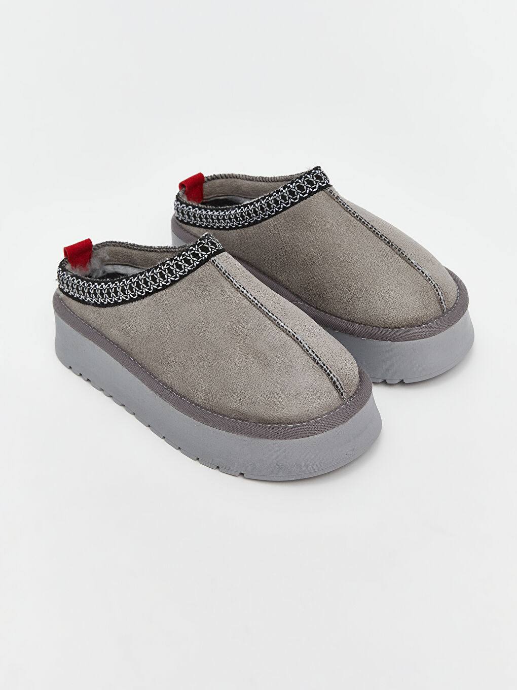 Gri İçi Tüylü Kadın Ev Terliği