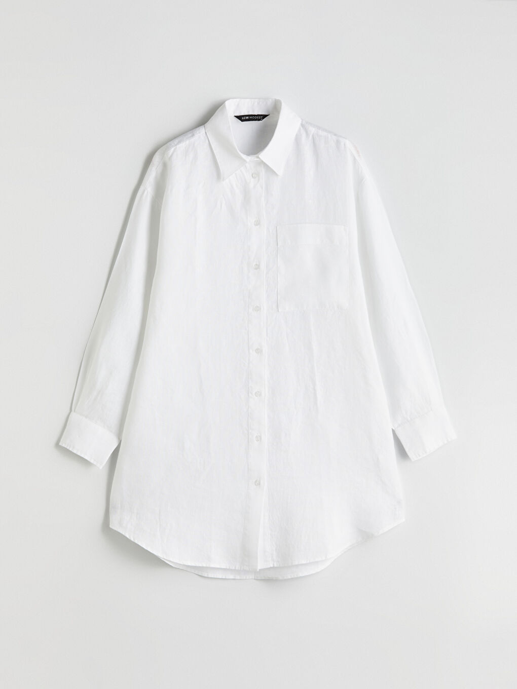 Plain Long Sleeve Oversize Linen Women's Shirt Tunic -S5N715Z8-FFB