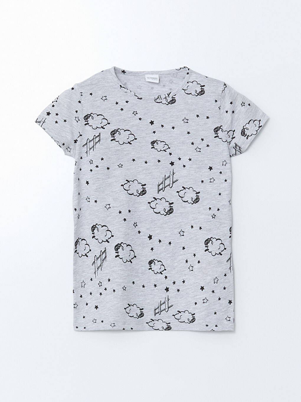 Gri Bisiklet Yaka Kız Çocuk Pijama Üst