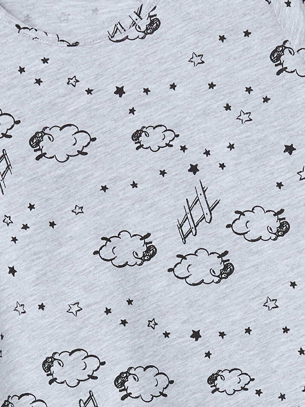 Gri Bisiklet Yaka Kız Çocuk Pijama Üst-1