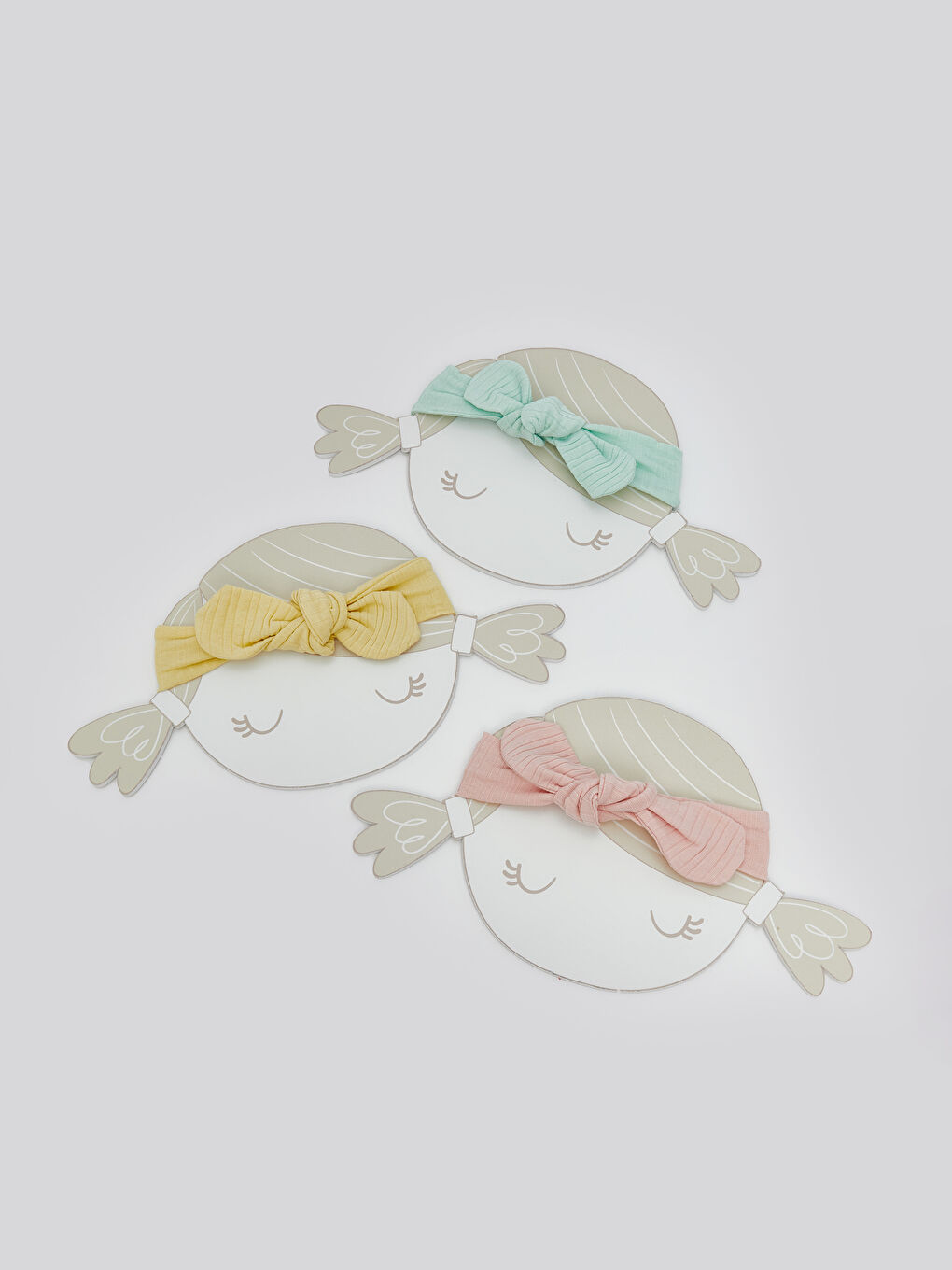 Pembe Fiyonk Detaylı Kız Bebek Saç Bandı 3'lü