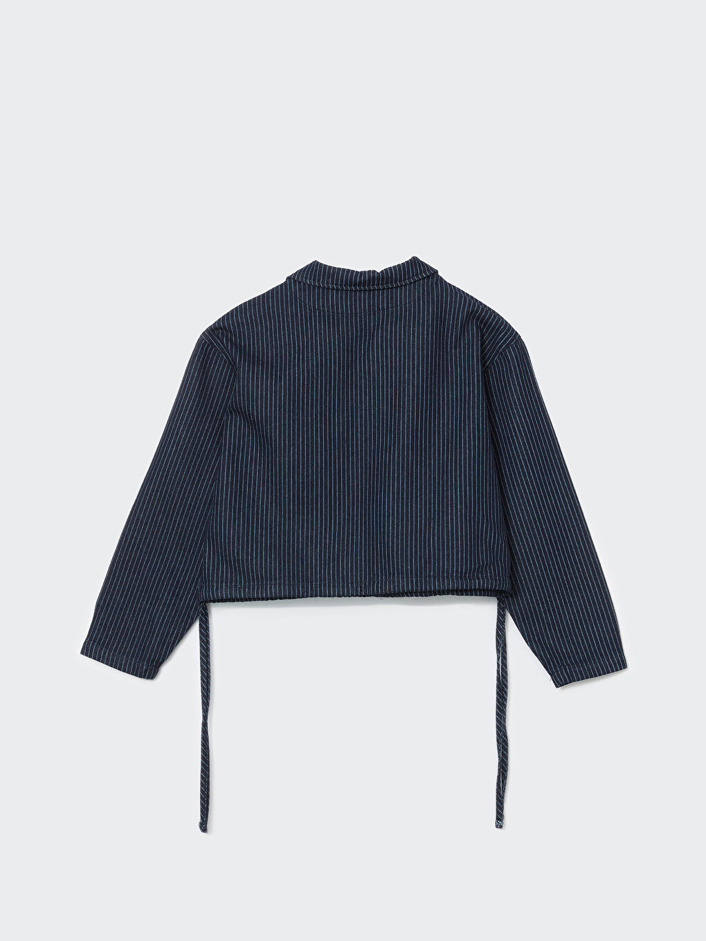 Shirt Collar Striped Crop Women'S Denim Blouse -S5N808Z8-309