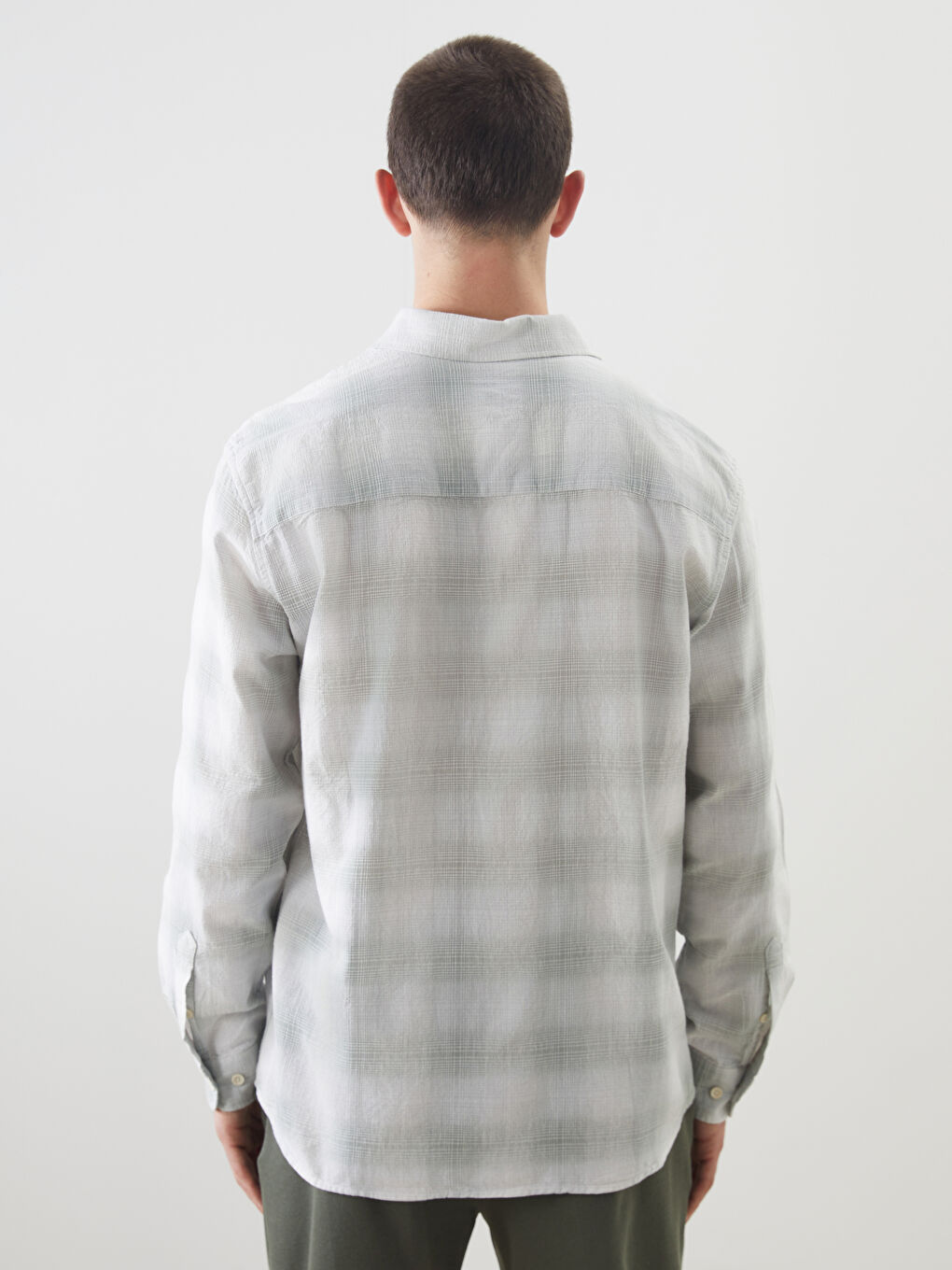 Regular Fit Long Sleeve Plaid Poplin Men's Shirt -S5N832Z8-LME