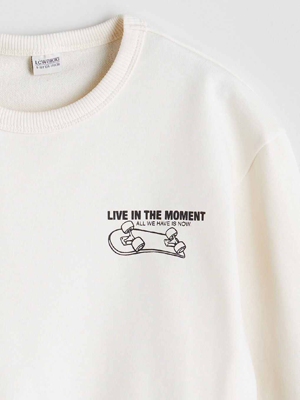 Ekru Bisiklet Yaka Erkek Çocuk Sweatshirt-2