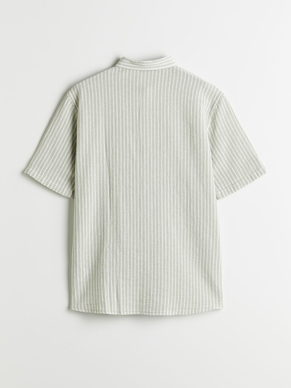 Yeşil Regular Fit Kısa Kollu Çizgili Erkek Gömlek-5