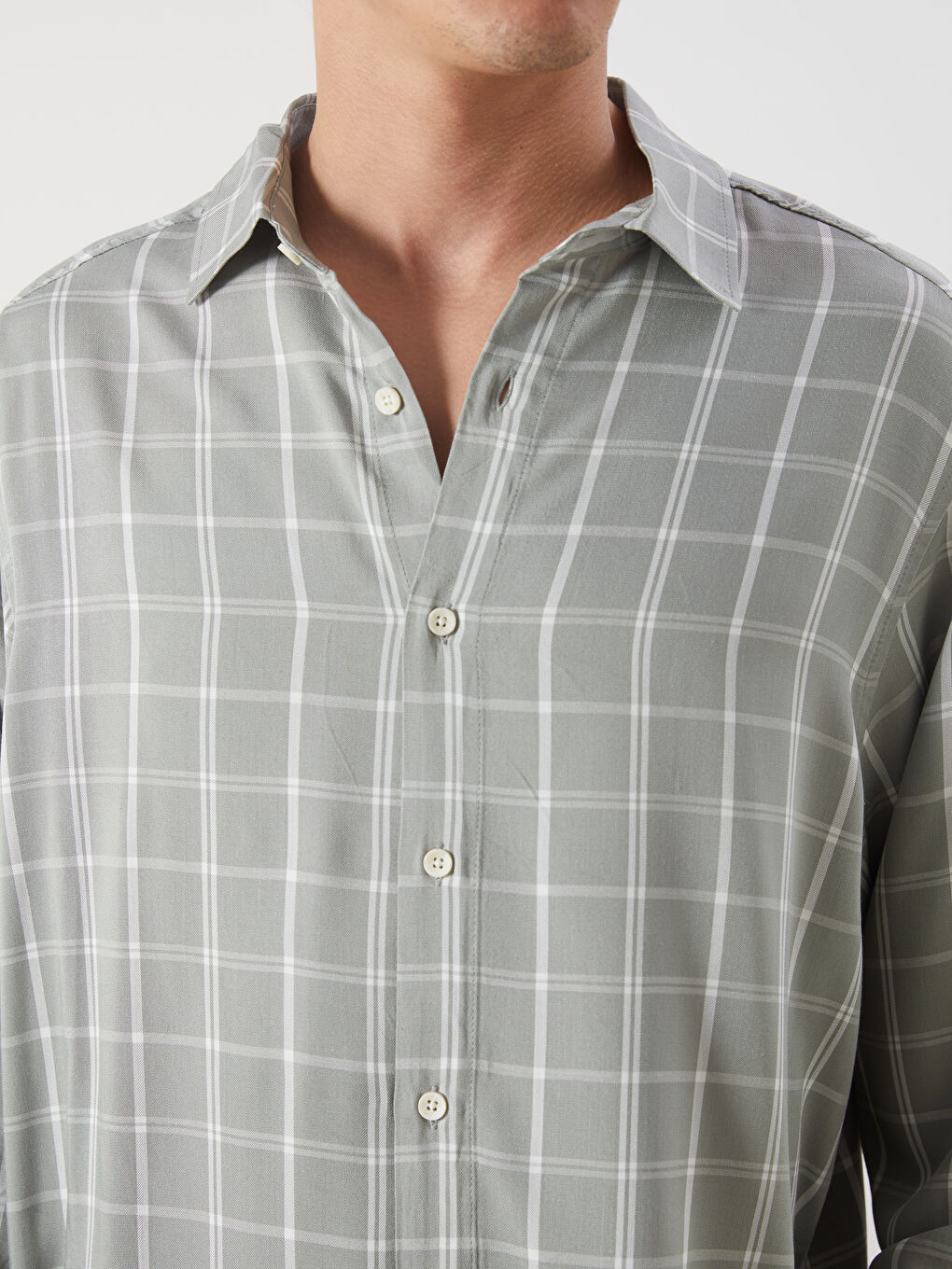 Relaxed Fit Long Sleeve Plaid Men's Shirt -S5N851Z8-LMG