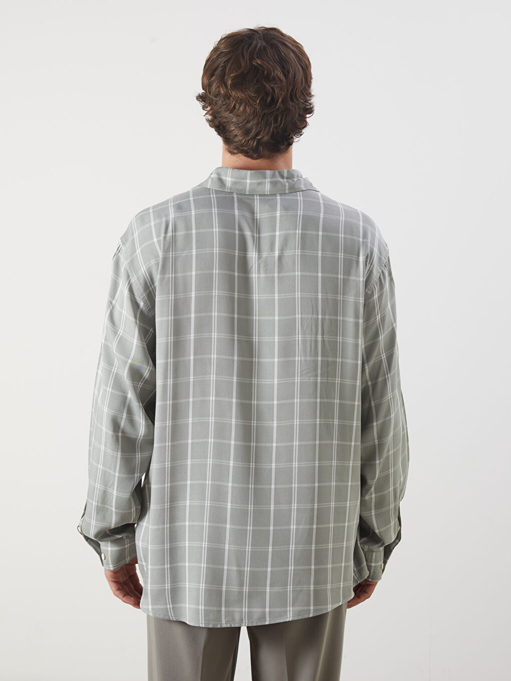 Relaxed Fit Long Sleeve Plaid Men's Shirt -S5N851Z8-LMG