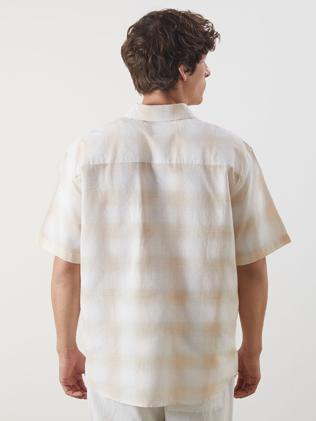 Regular Fit Short Sleeve Plaid Poplin Men's Shirt -S5N852Z8-LKQ